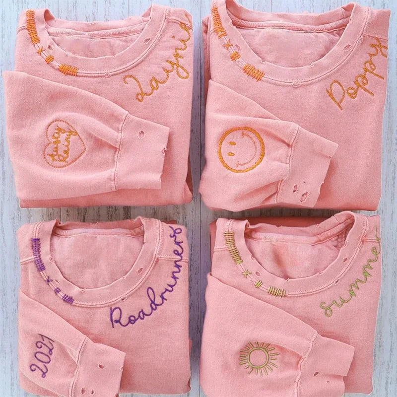 VINTAGE CUSTOM CREW-Custom Embroidered Hand Distressed Sweatshirt Crewneck