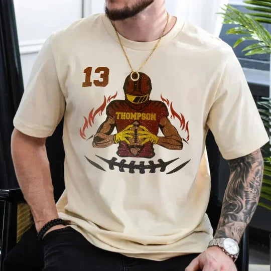 🏈 Shine on Game Day - Custom Glitter Hot Stamping Football T-Shirt Sweatshirt