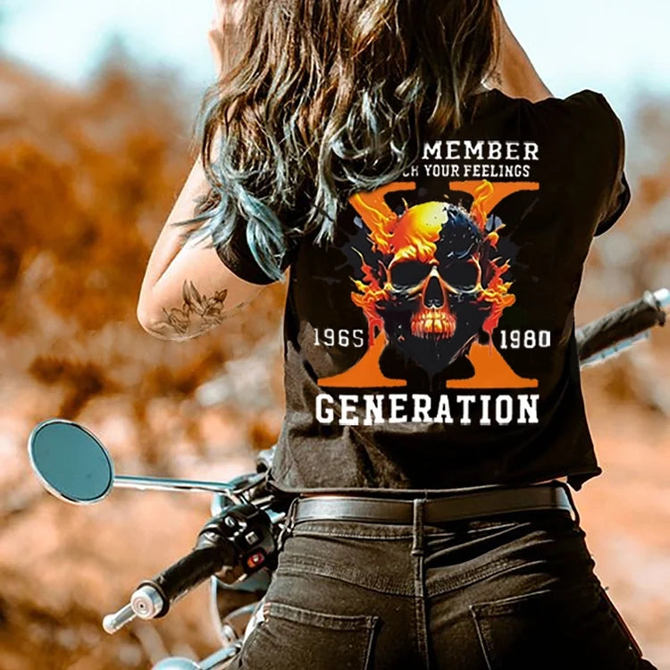 Custom Est Year Gen X Flaming Skull Proud Member Fck Your Feelings Generation Sweatshirt