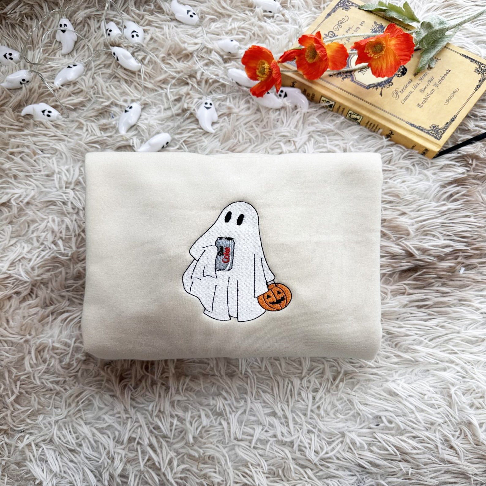 🎃 Custom Ghost Drinking Embroidered Sweatshirt 👻