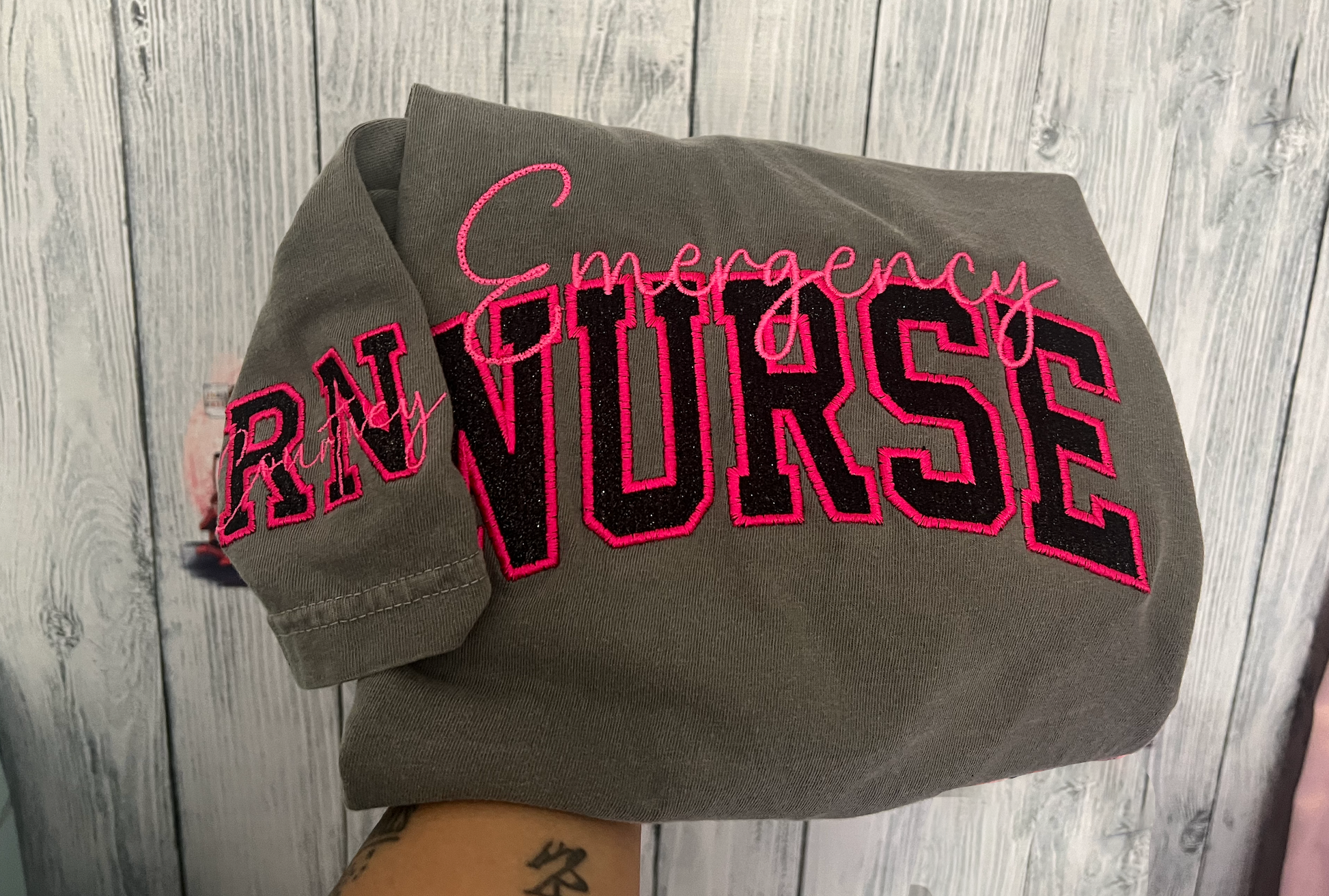 Custom Embroidered Glittered Nurse Sweatshirt