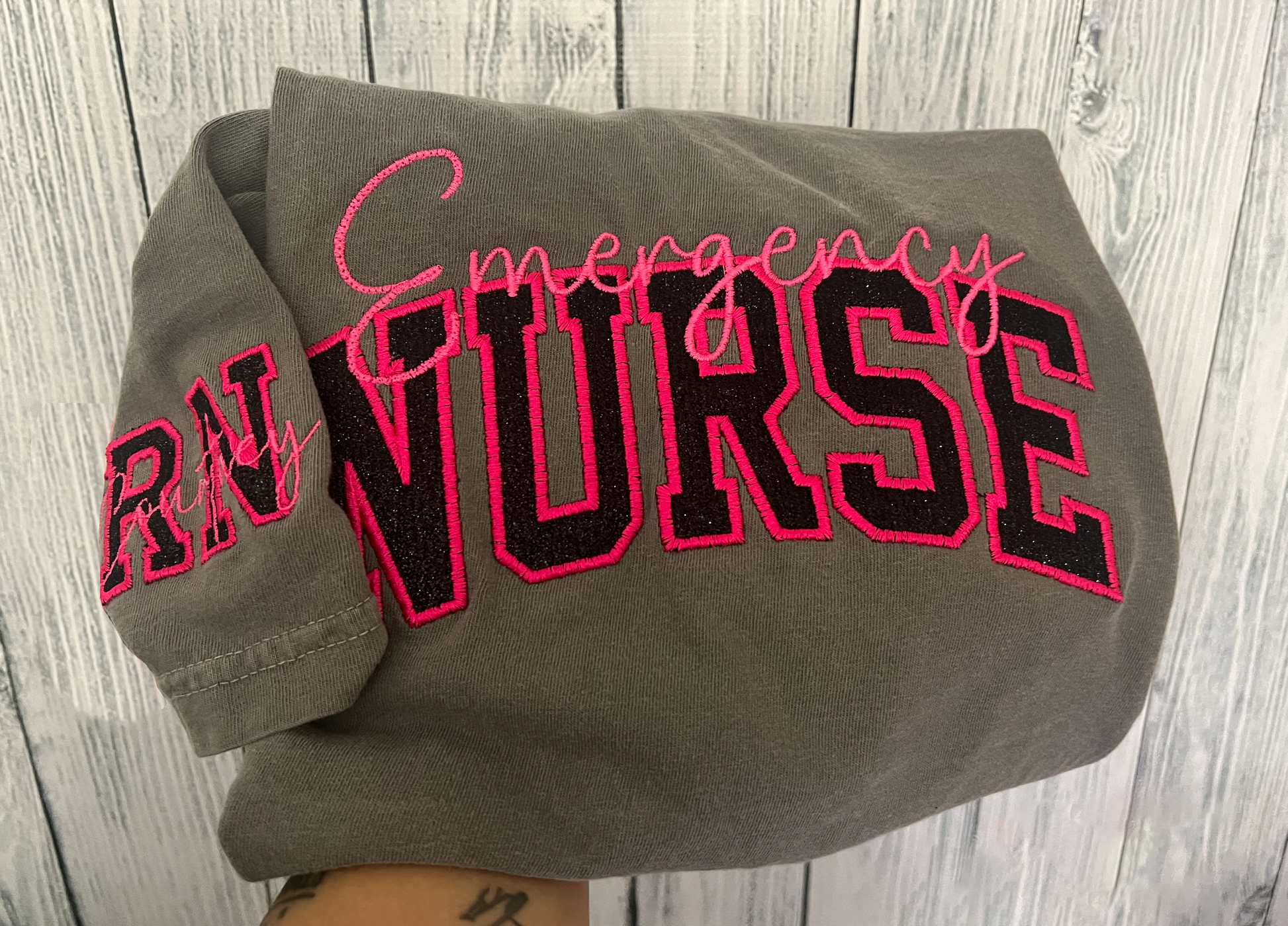 Custom Embroidered Glittered Nurse Sweatshirt