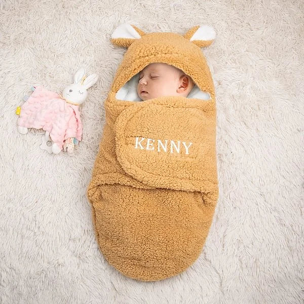 Personalized Bunny Baby Swaddle Infant Sleeping Bag Blanket