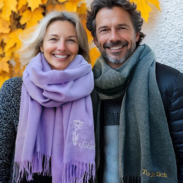 Personalized Super Soft Warm Scarf With Embroidered Design