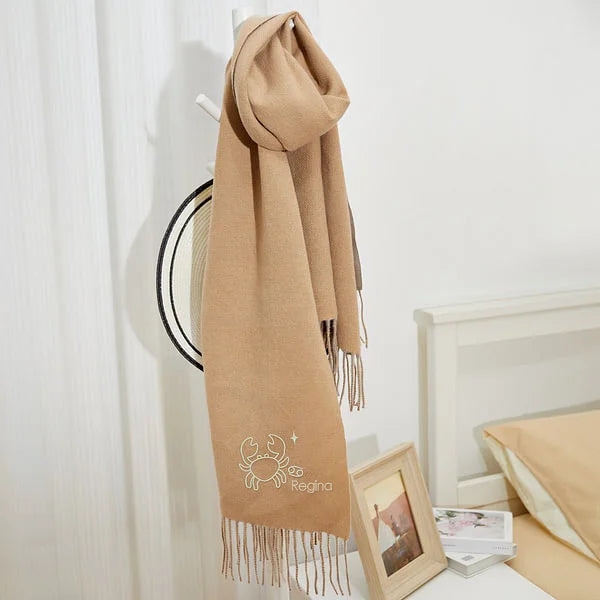 Personalized Super Soft Warm Scarf With Embroidered Design