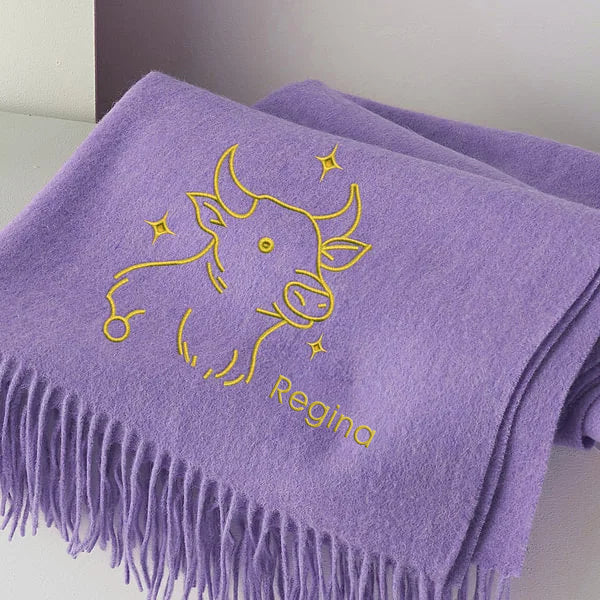 Personalized Super Soft Warm Scarf With Embroidered Design