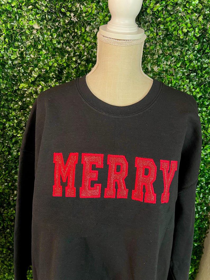 Personalized Santa’s Favorite Embroidered Glitter Side Bow Sweatshirt