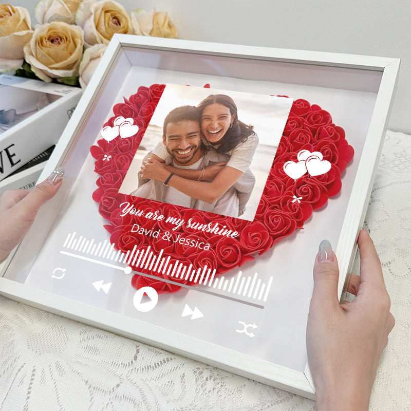 Personalized Photo You Are My Sunshine Flower Shadow Box
