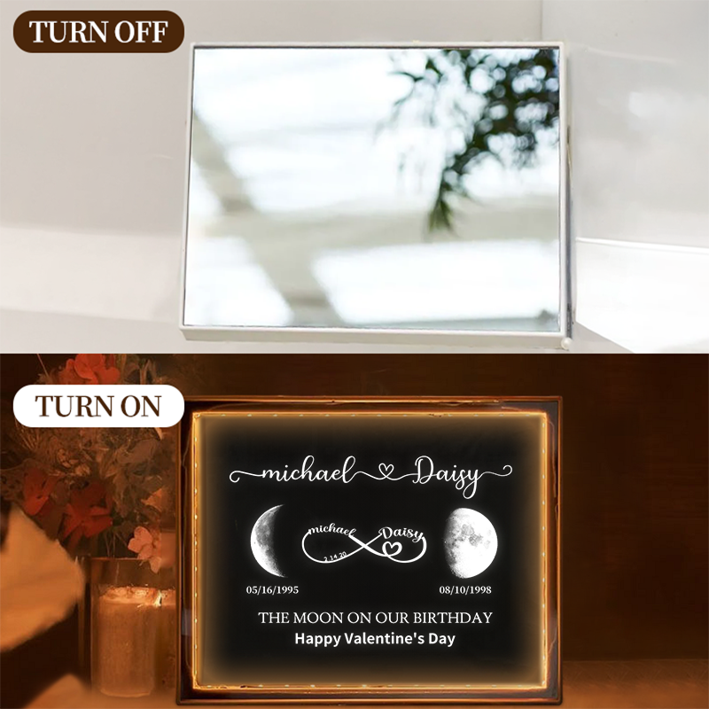 Personalized Moon Phase Mirror Light Crystal Lamp