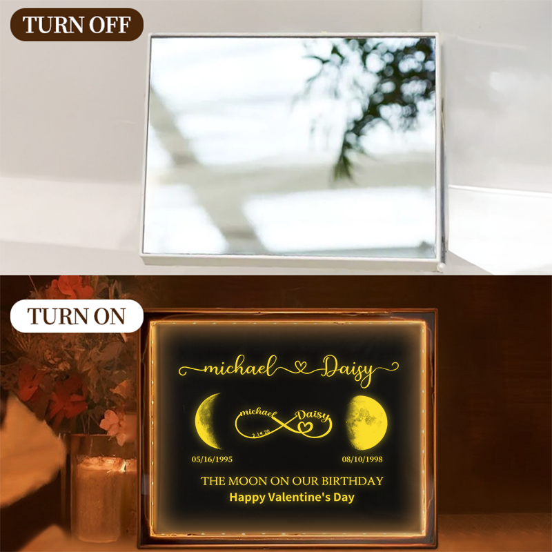 Personalized Moon Phase Mirror Light Crystal Lamp