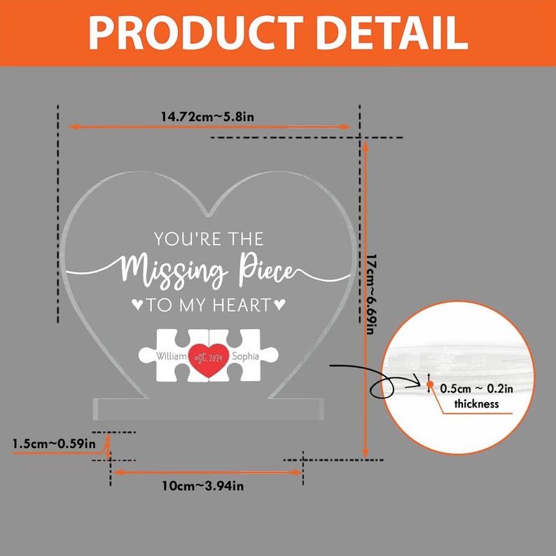 Personalized "My Missing Piece" Puzzle Night Light Plaque