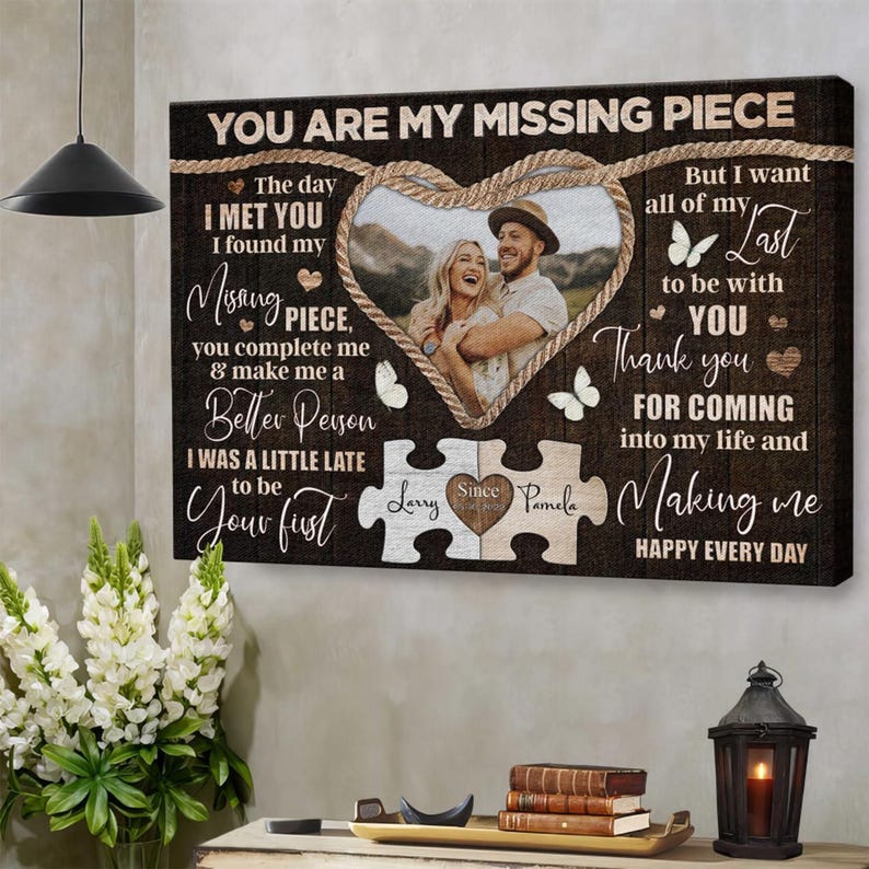 Personalized You Are My Missing Piece Couple Photo Canvas