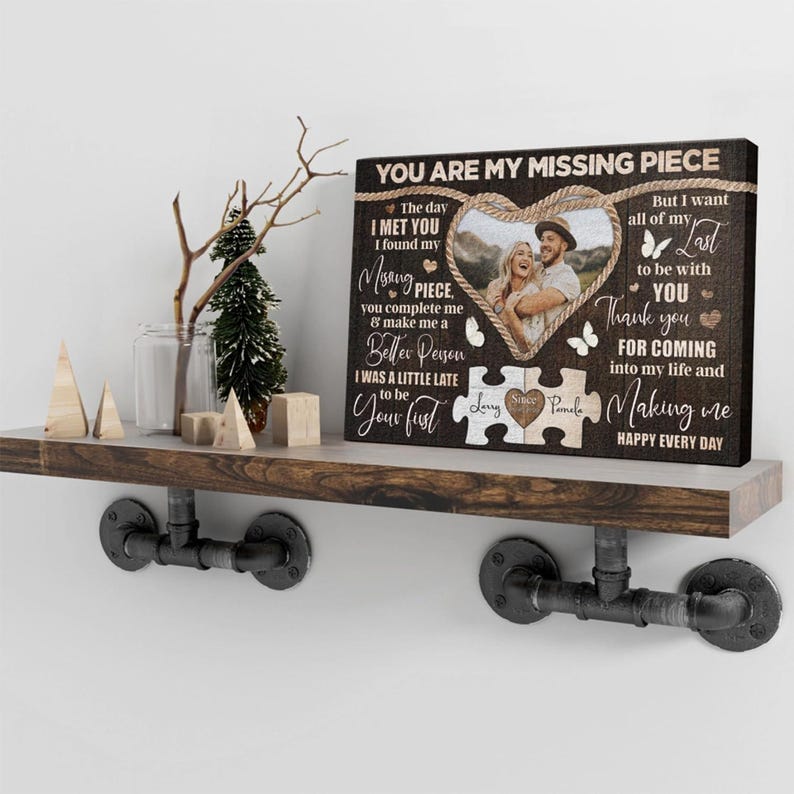 Personalized You Are My Missing Piece Couple Photo Canvas