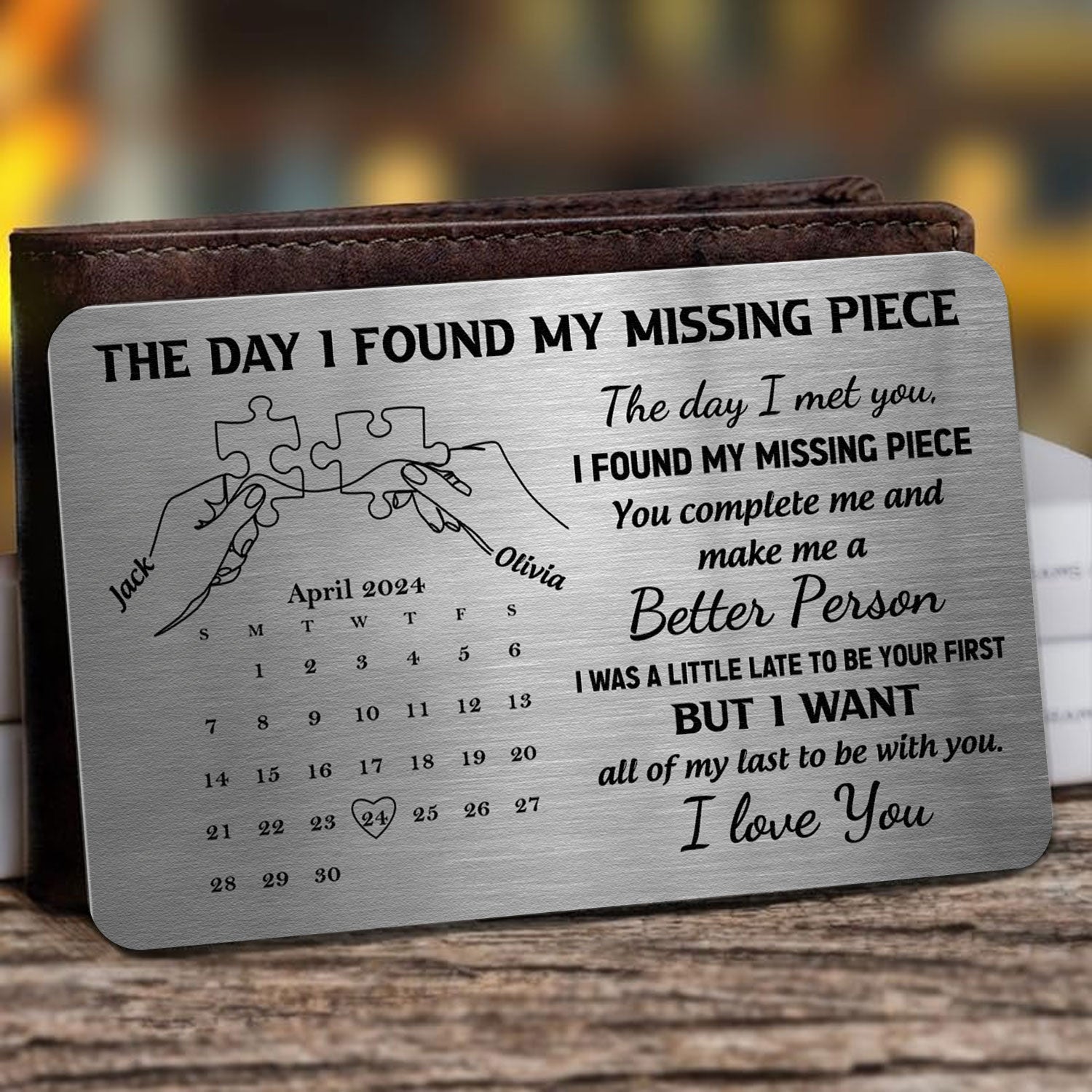 Personalized The Day I Found My Missing Piece Aluminum Wallet Card