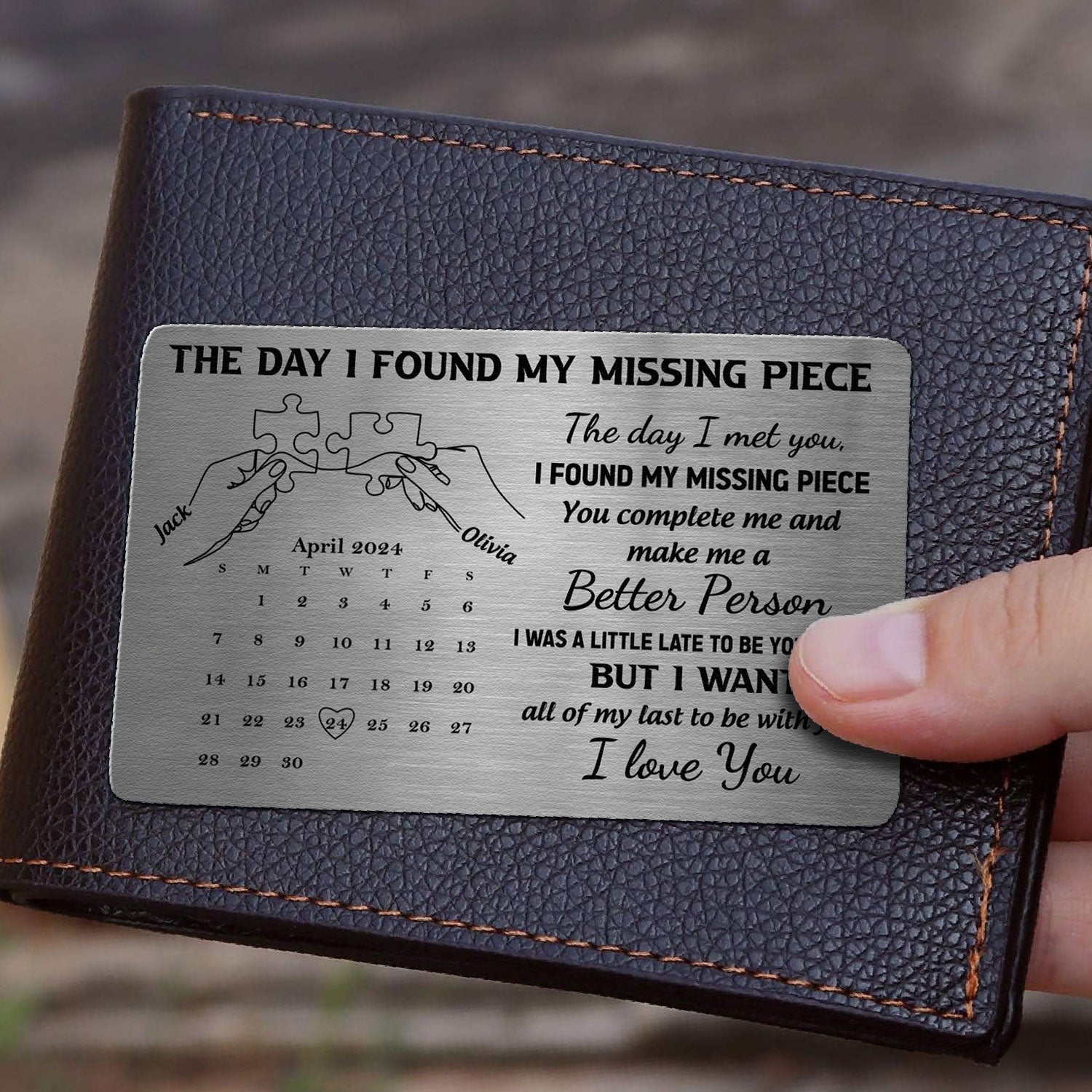 Personalized The Day I Found My Missing Piece Aluminum Wallet Card