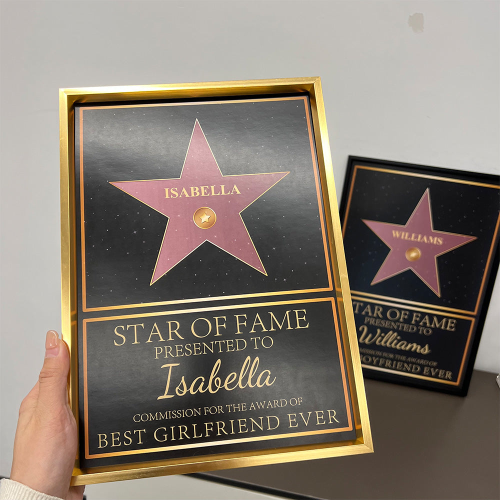 Personalized Star of Fame Frame Presented To Your Partner, Anniversary Gift