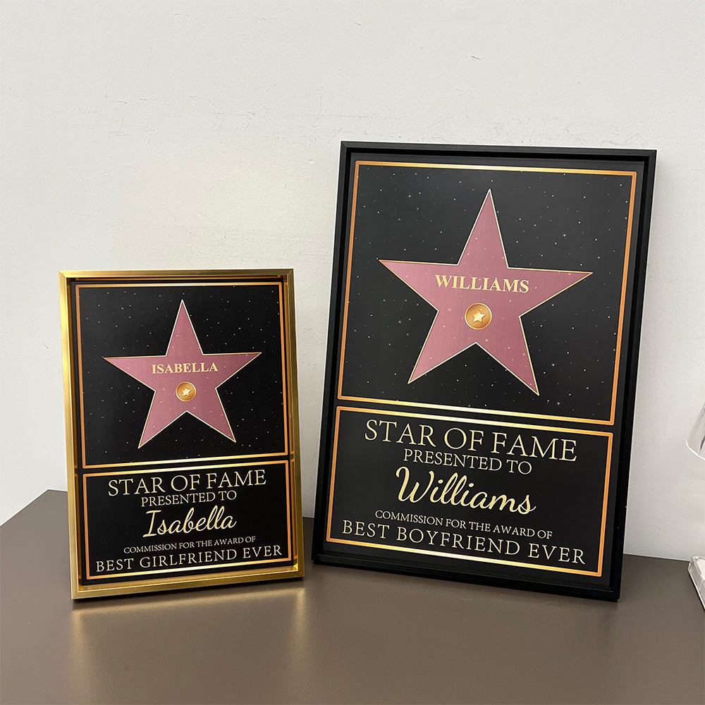 Personalized Star of Fame Frame Presented To Your Partner, Anniversary Gift