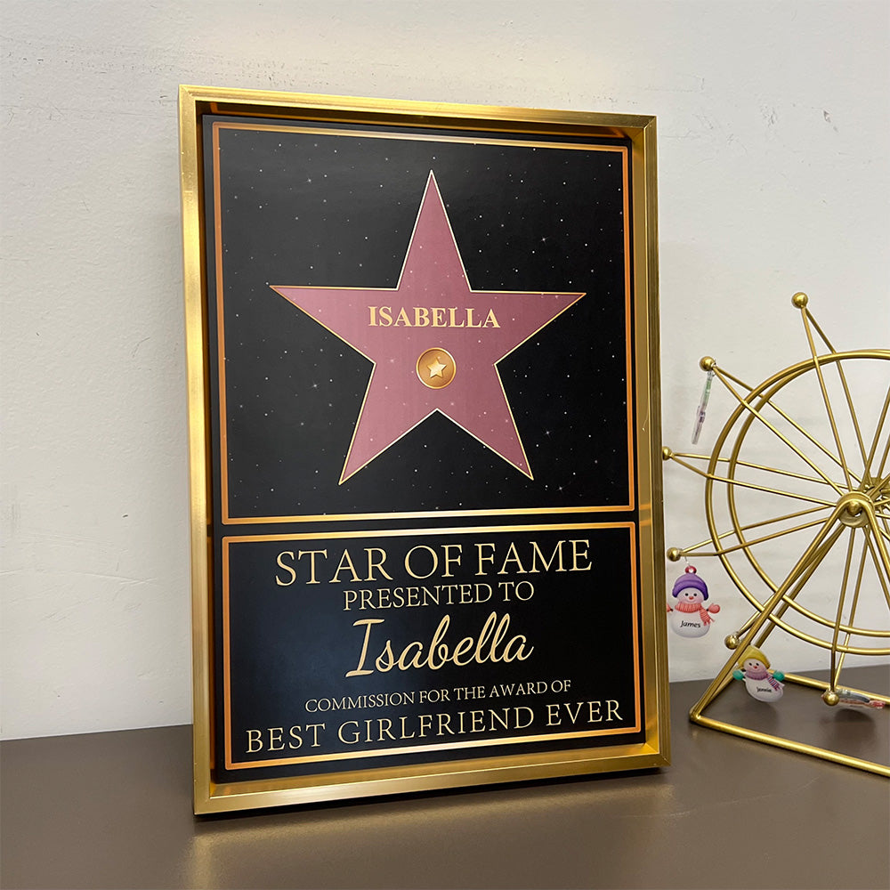 Personalized Star of Fame Frame Presented To Your Partner, Anniversary Gift