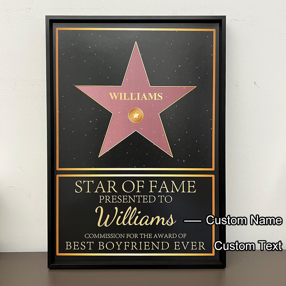 Personalized Star of Fame Frame Presented To Your Partner, Anniversary Gift