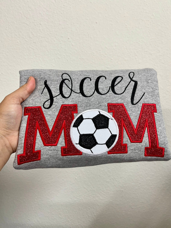 Personalized Glitter Embroidery Sports Mom Sweatshirt
