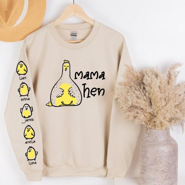 Custom Chicken Mama Hen Sweatshirt With Kids Names