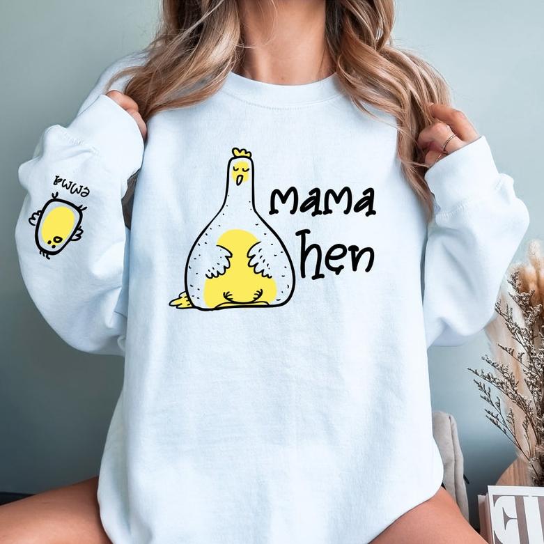 Custom Chicken Mama Hen Sweatshirt With Kids Names