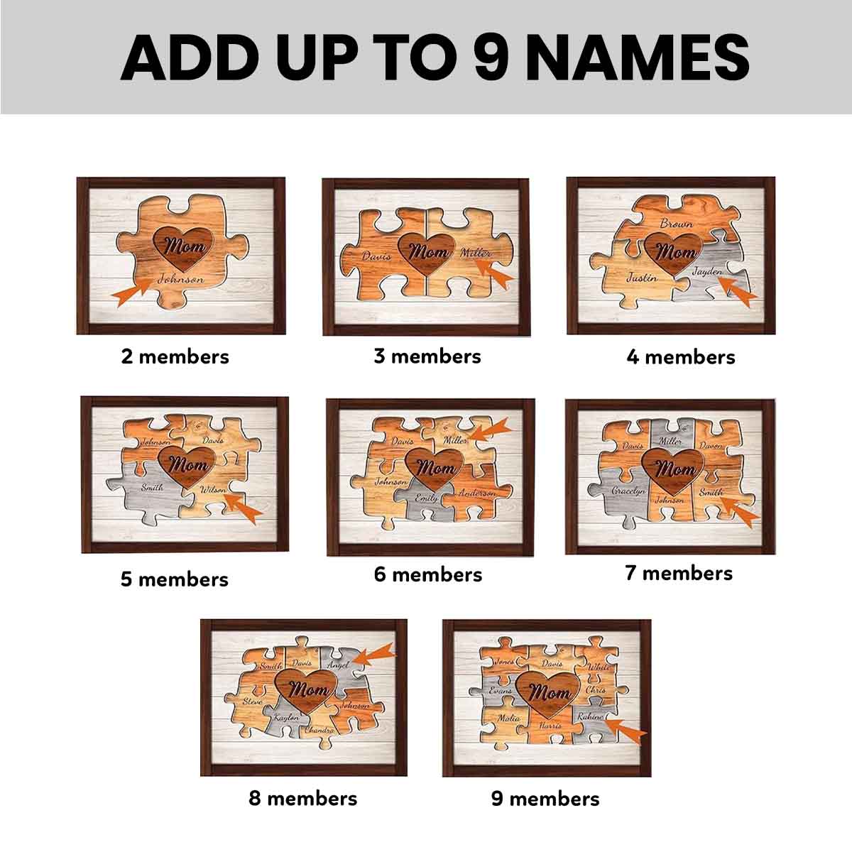 Custom Wooden Keepsake Puzzle Piece For Mom Grandma