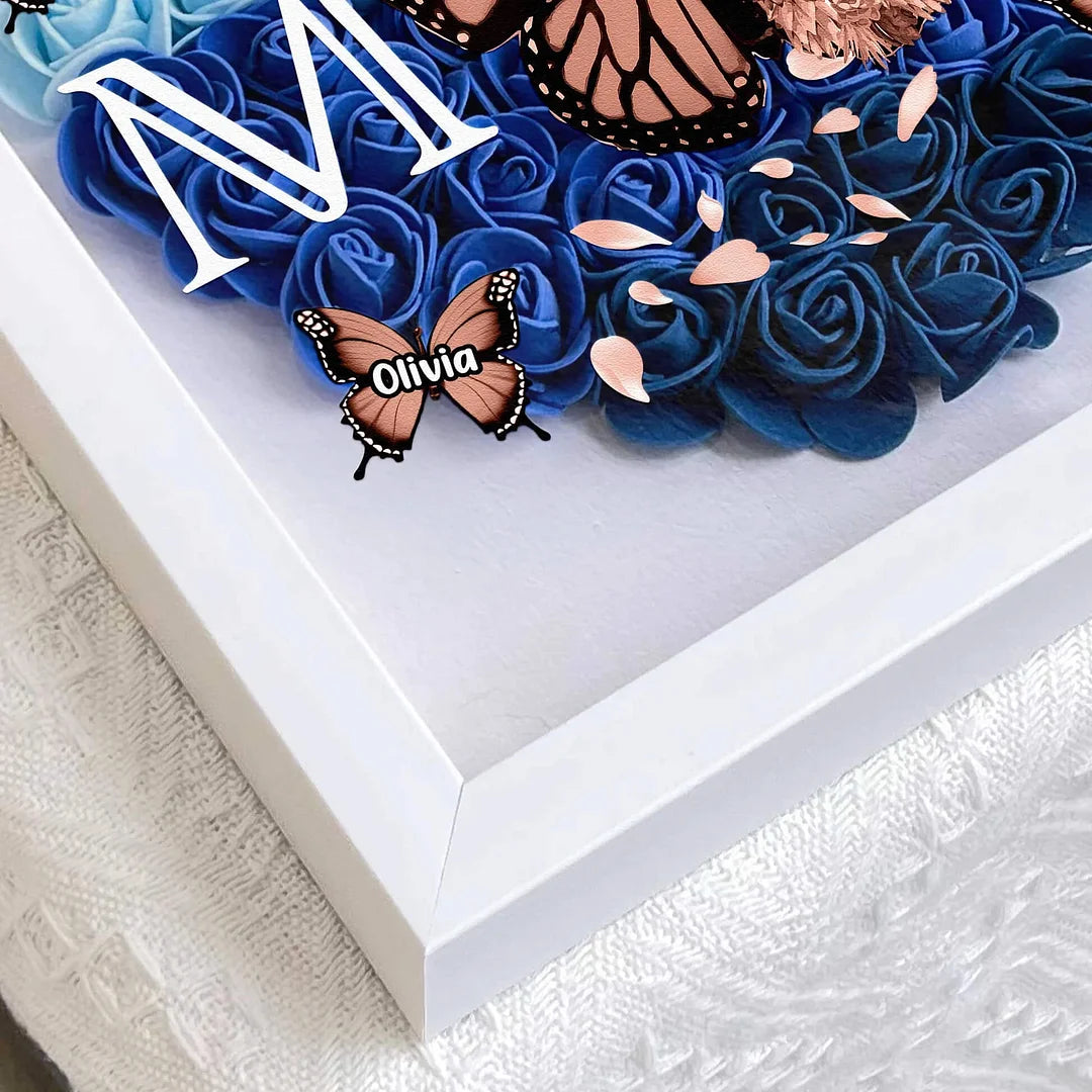 Mom - Butterfly Version - Personalized Flower Shadow Box With LED Light