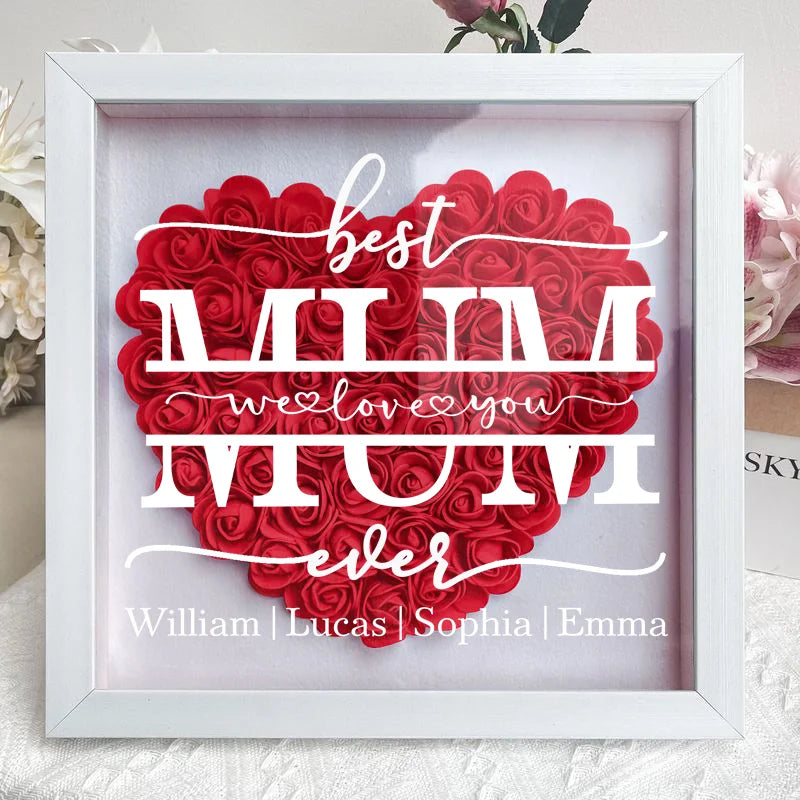Best Mom Ever - Personalized Flower Shadow Box With Led Light