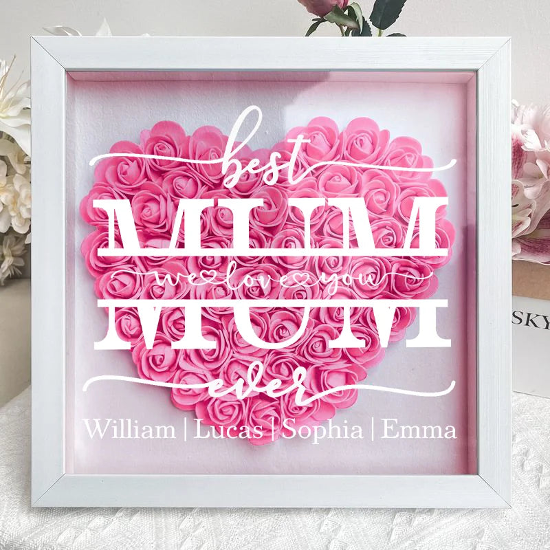 Best Mom Ever - Personalized Flower Shadow Box With Led Light