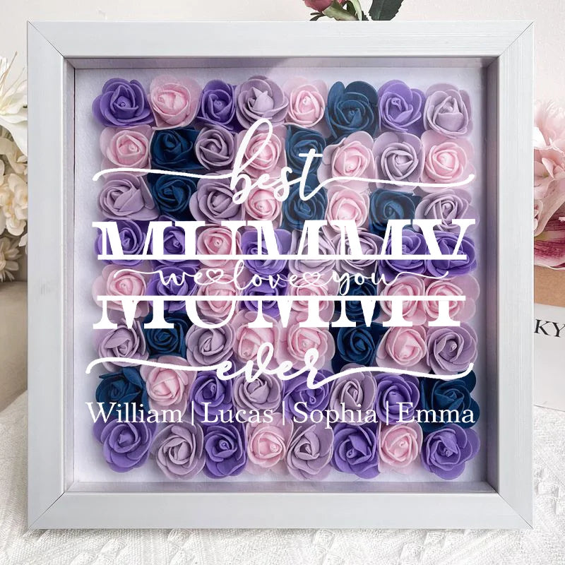 Best Mom Ever - Personalized Flower Shadow Box With Led Light