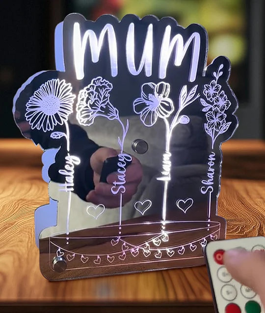 Customized Mom's Garden Child's Name Double Mirror Lamp