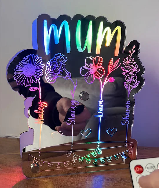 Customized Mom's Garden Child's Name Double Mirror Lamp