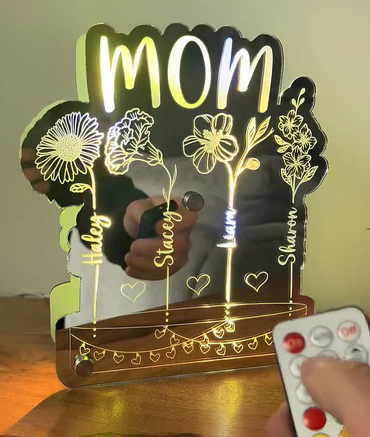 Customized Mom's Garden Child's Name Double Mirror Lamp