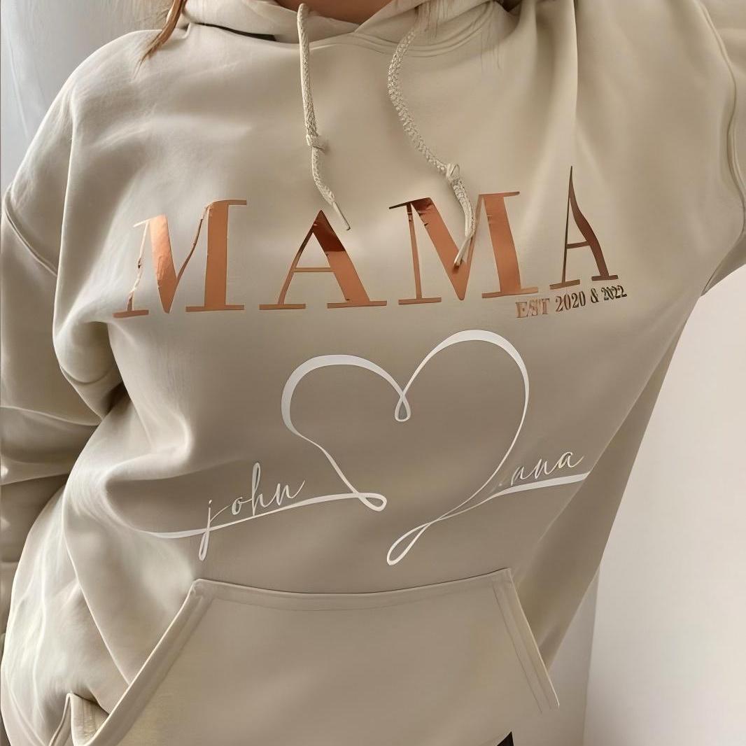 Custom Mama Hoodie With Child's Name Birth Year - Perfect Baby Shower Gift