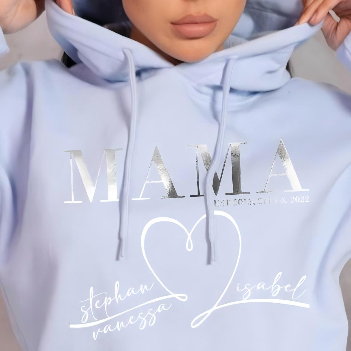 Custom Mama Hoodie With Child's Name Birth Year - Perfect Baby Shower Gift