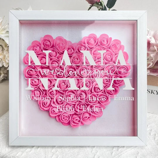 Custom Mom We Love You - Personalized Flower Shadow Box