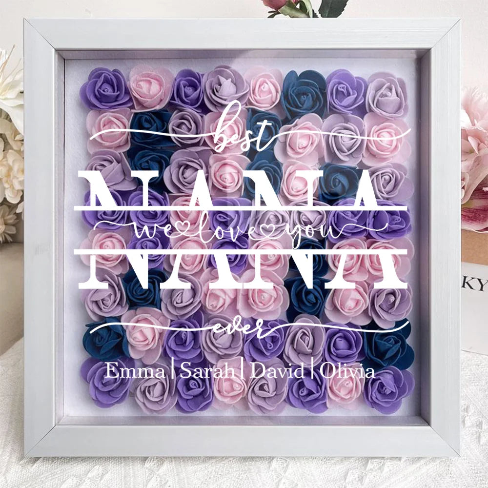 "Best Mom Ever" Heart Shaped Flower Shadow Box | Customized Gift for MUM, Nana Grandma