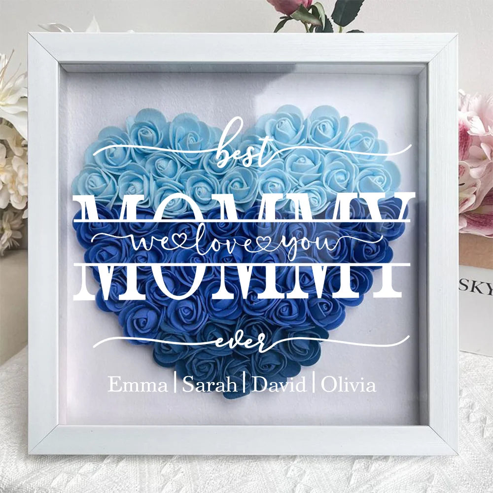 "Best Mom Ever" Heart Shaped Flower Shadow Box | Customized Gift for MUM, Nana Grandma
