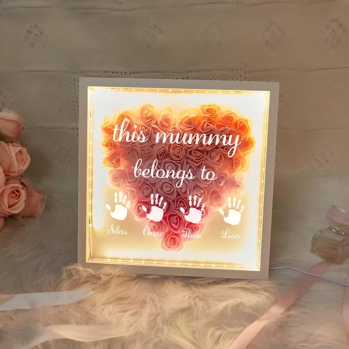 Custom This Mummy Belone to Flower Heart Shadow Box For Mom