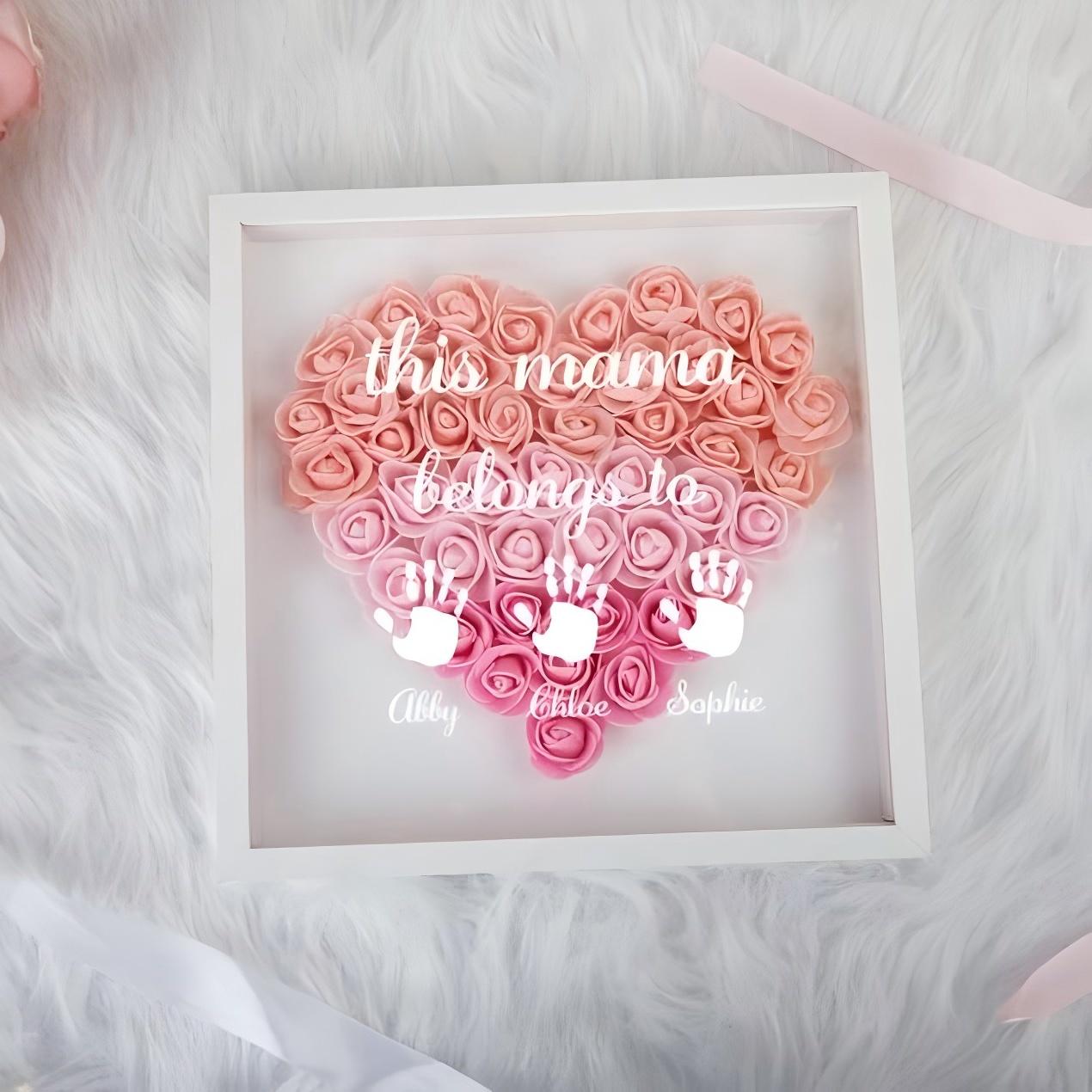 Custom This Mummy Belone to Flower Heart Shadow Box For Mom