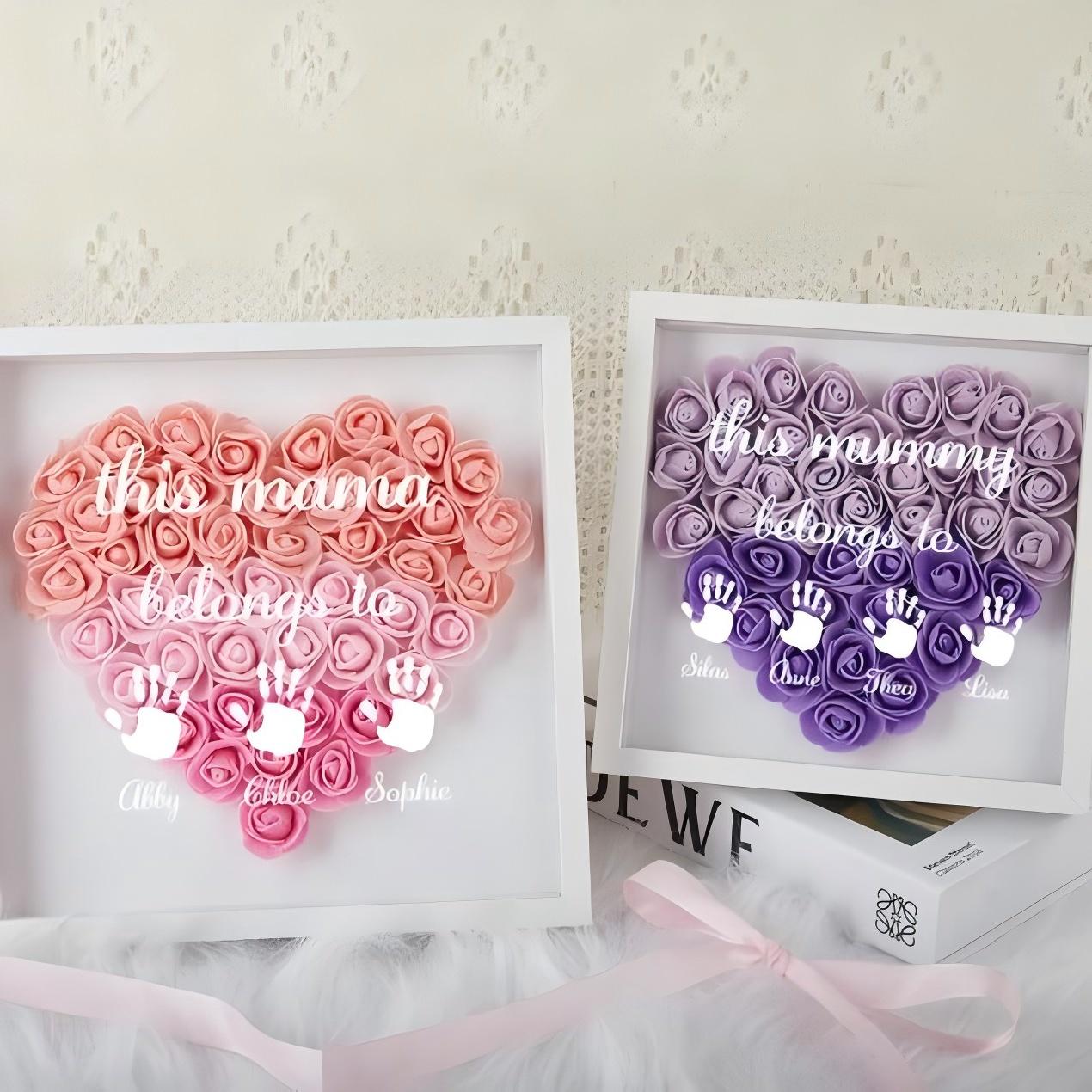 Custom This Mummy Belone to Flower Heart Shadow Box For Mom