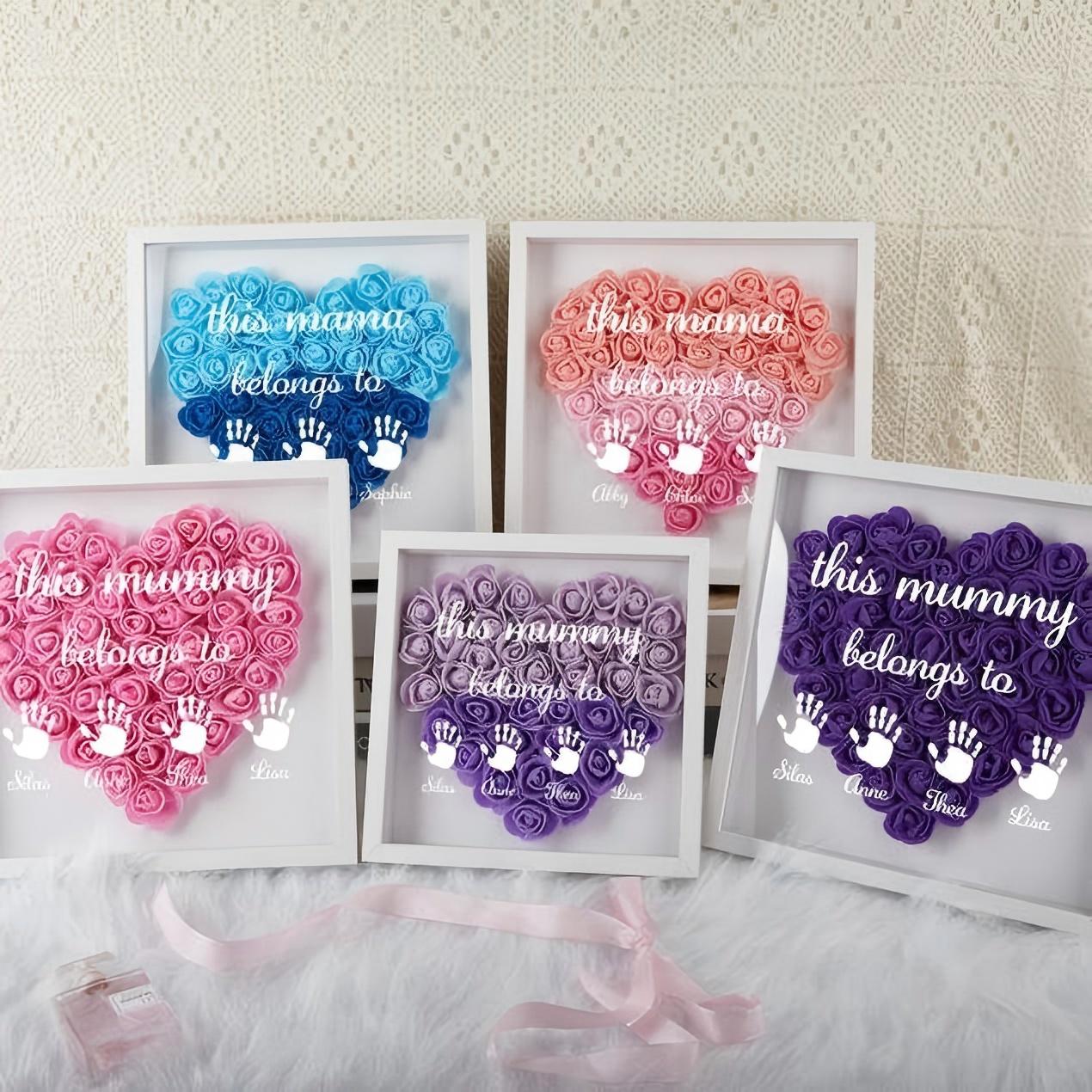 Custom This Mummy Belone to Flower Heart Shadow Box For Mom