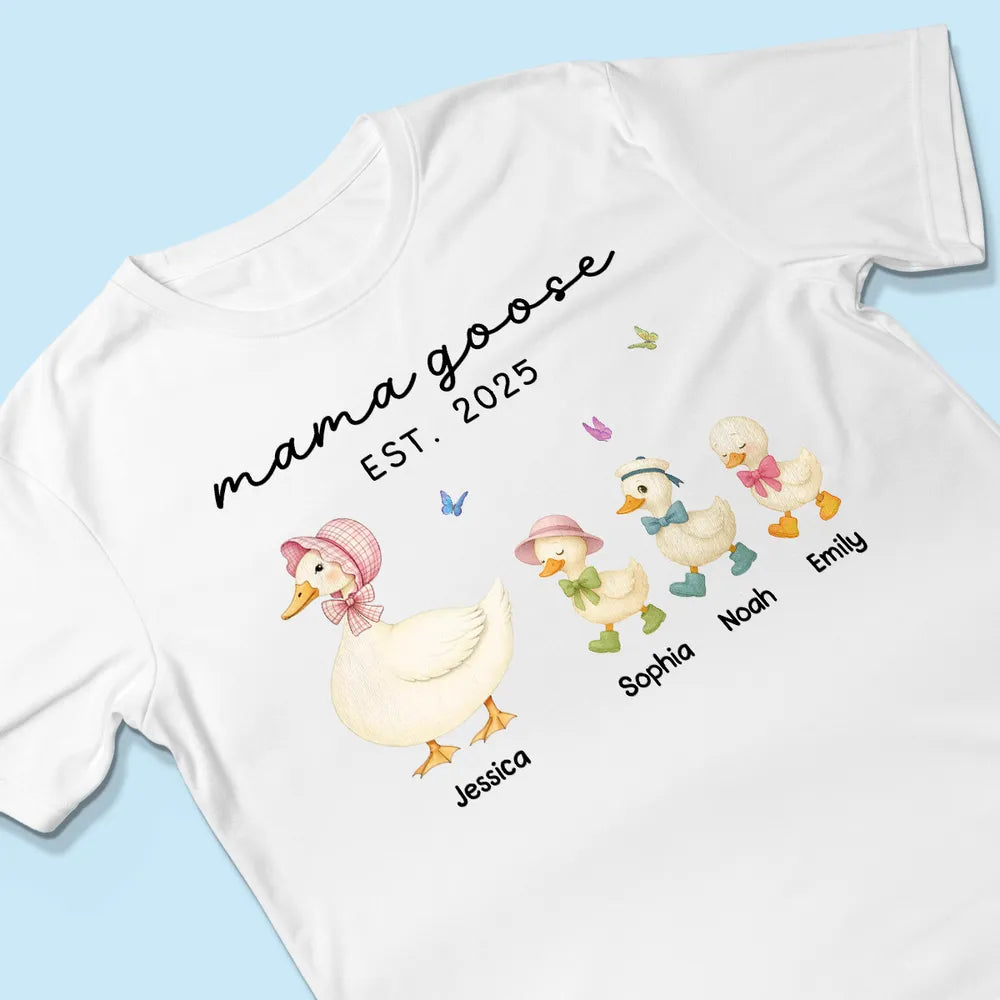 Custom Grandma Goose Mama Goose And Kids Shirt-Mother's Day Gift