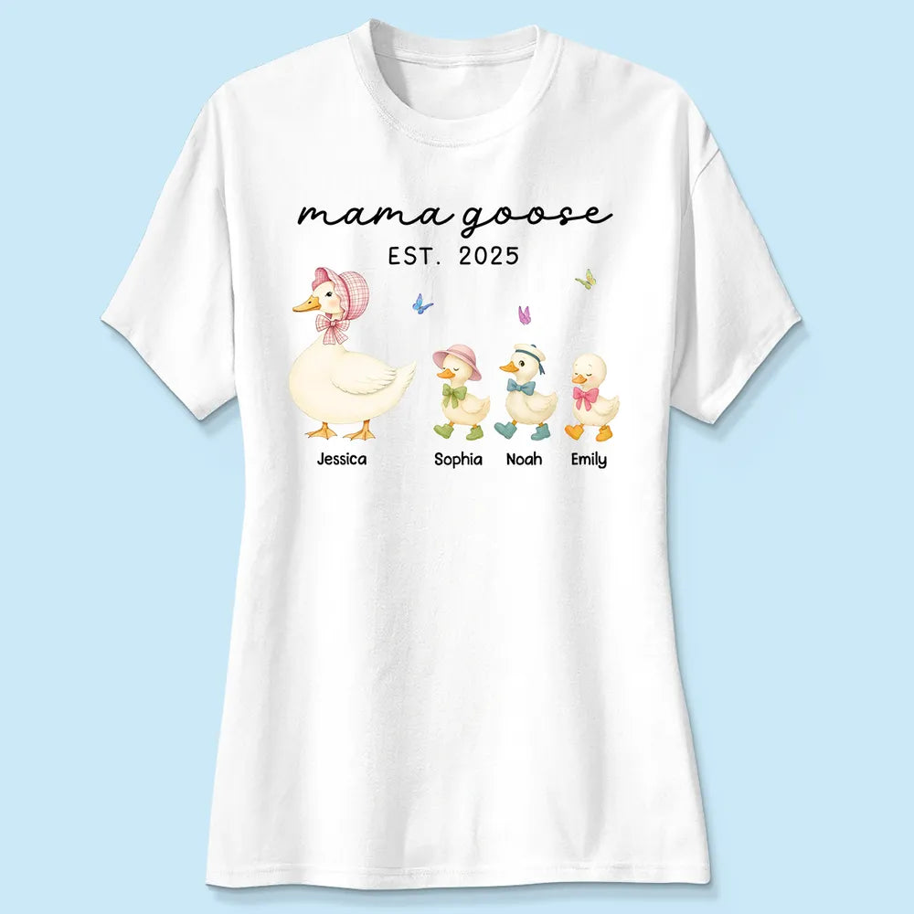 Custom Grandma Goose Mama Goose And Kids Shirt-Mother's Day Gift