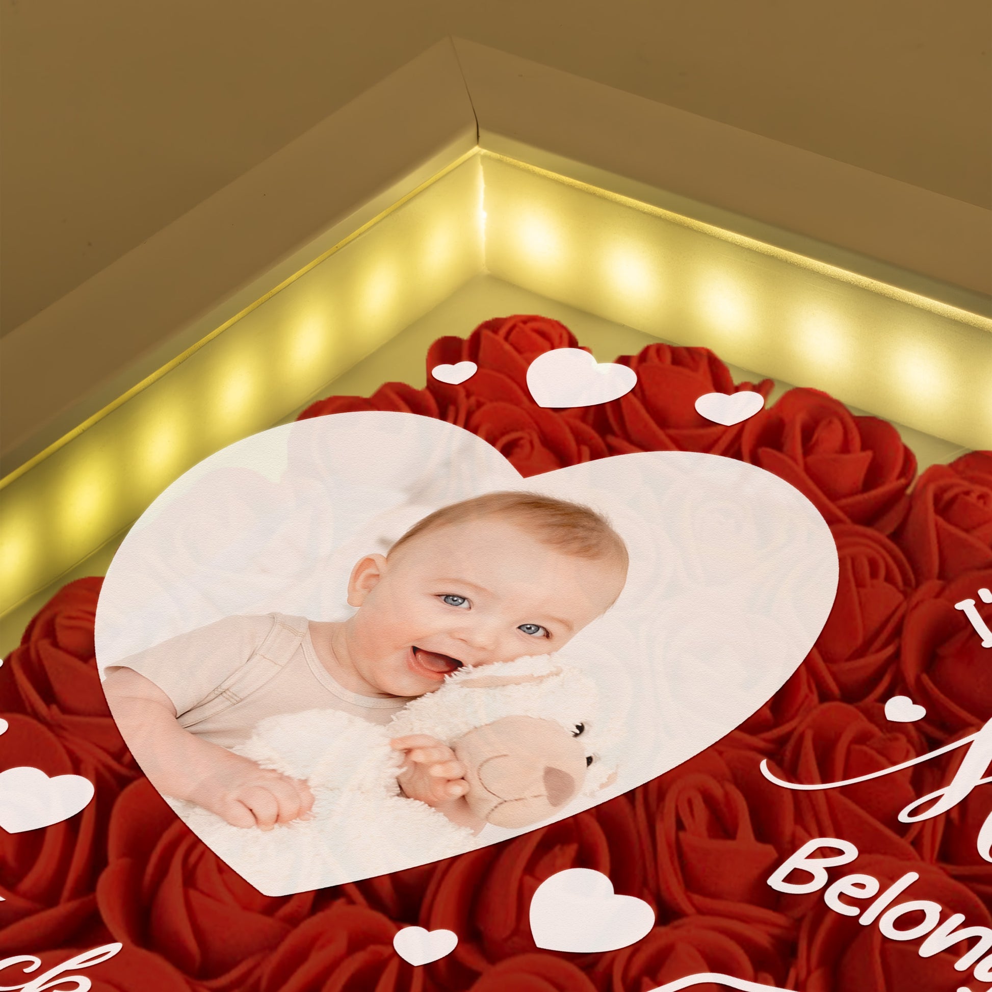 Custom I'm As Lucky As Can Be The Best Mommy Belongs To Me Photo Flower Shadow Box With Led Light