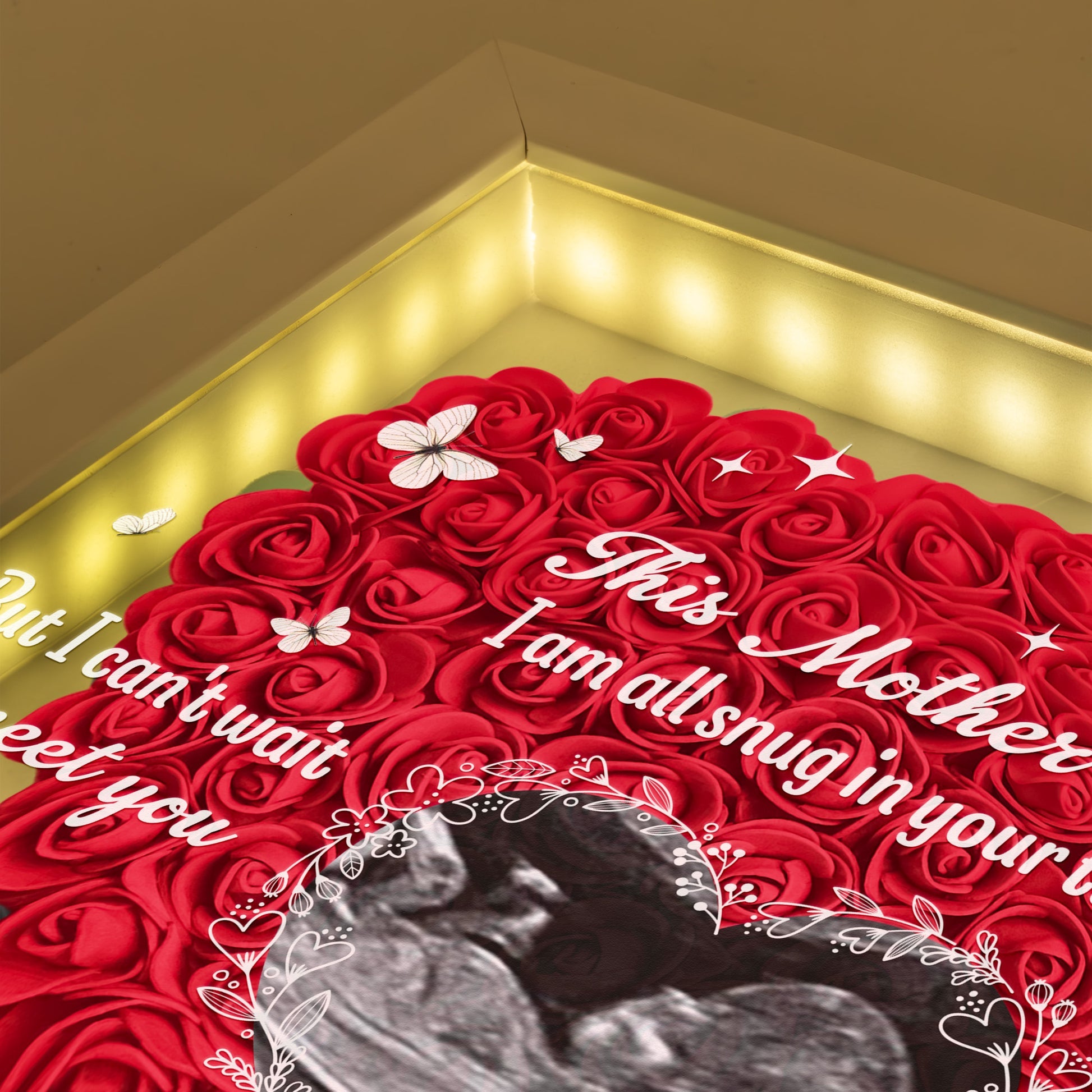 This Mother's Day I Am All Snug In Your Tummy Photo Flower Shadow Box With Led Light