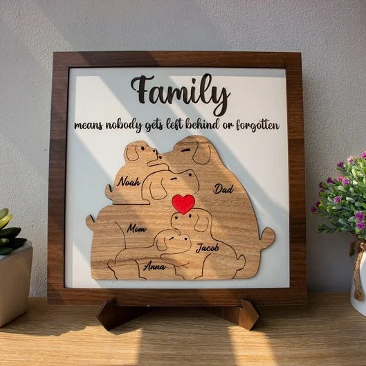 Personalized Dog Family Sign – Custom Engraved Gift for Mom, Parents & Kids