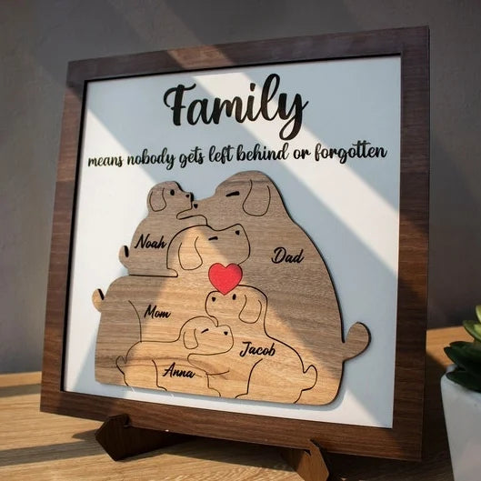 Personalized Dog Family Sign – Custom Engraved Gift for Mom, Parents & Kids