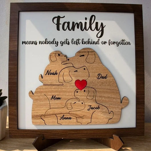 Personalized Dog Family Sign – Custom Engraved Gift for Mom, Parents & Kids